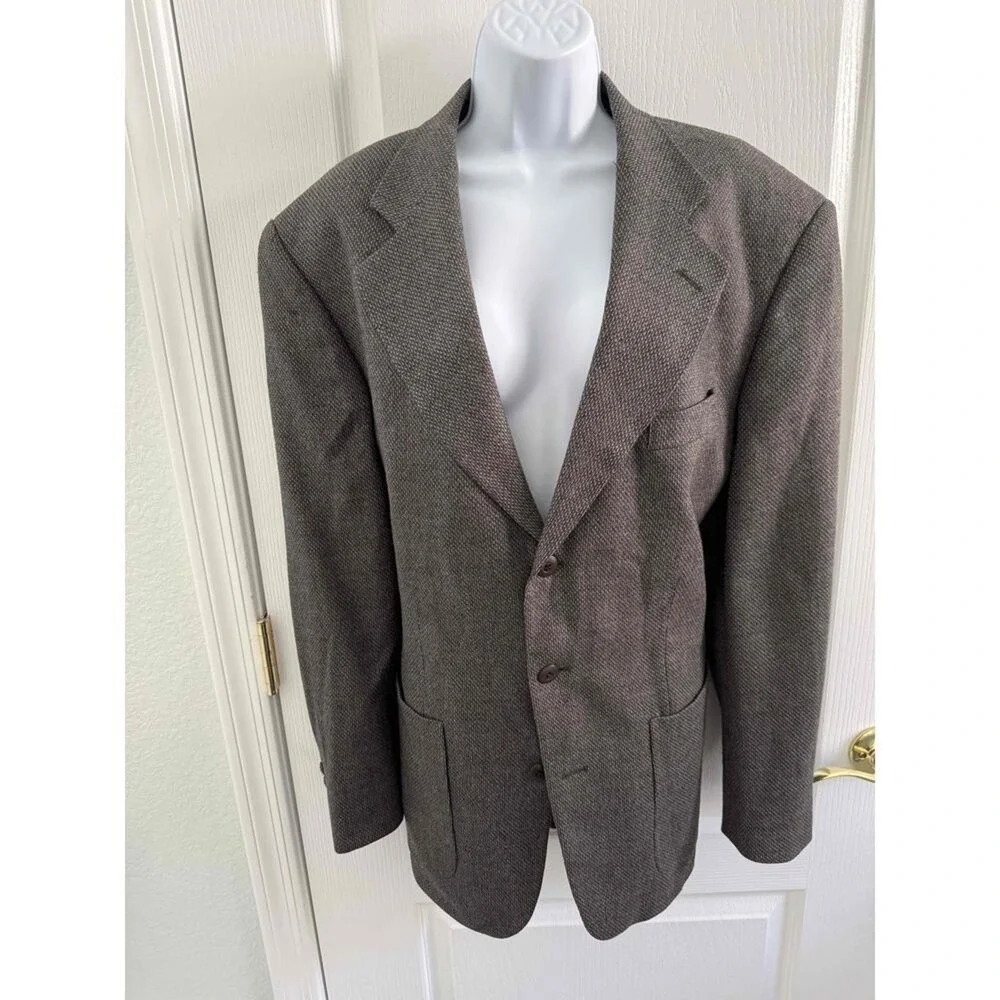 Bachrach Herringbone 2 Button Notched Lapel Patch Pockets Blazer‎ Jacket Wool